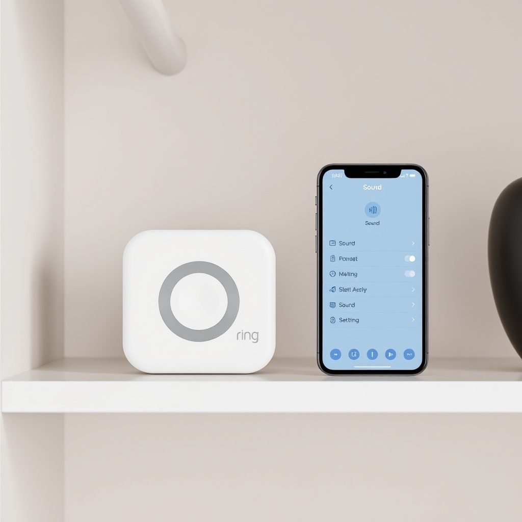 A clean photorealistic photo of a Ring Alarm Pro base station on a shelf