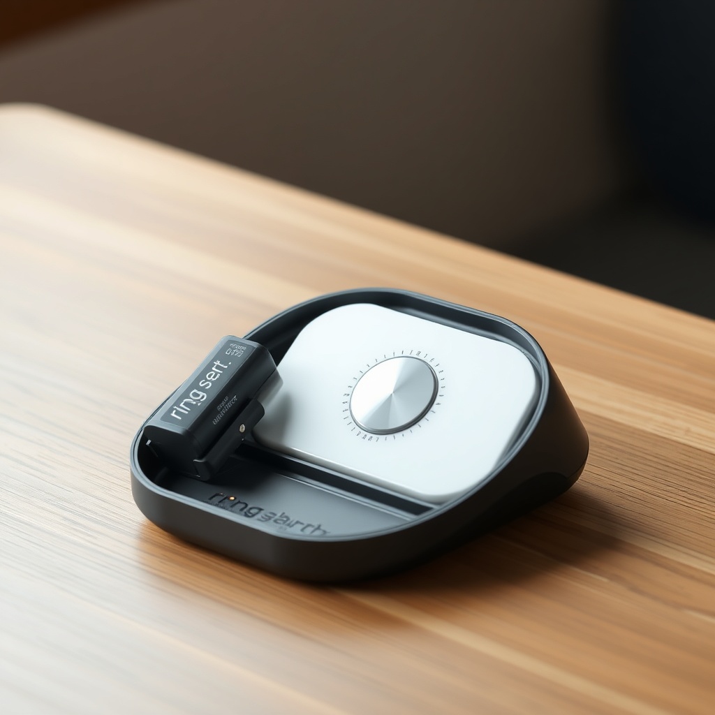 <clean photorealistic photo/illustration of a Ring Alarm Pro base station with its battery