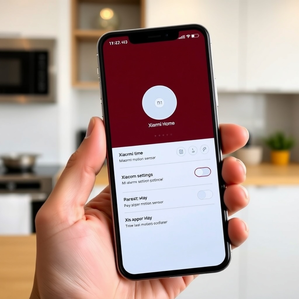 Smartphone screen showing Xiaomi Home app interface with timer settings for Xiaomi Mi Alar